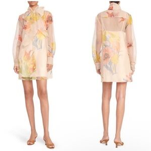 Staud Maryn Floral Organza Mini Shirtdress NWT
